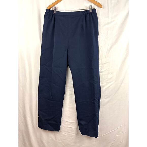 Dark Blue Elastic Waist Pull On Herringbone Twill Pants Sz 14P Draper's & Damon - Picture 1 of 10